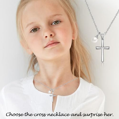Cross Necklace for Girls Kids Christian Catholic Religious Gifts - color: Cross Necklace for Girls