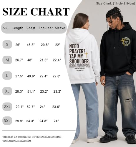 Christian Hoodies for Men Religious Faith Need Prayer Tap My Shoulder Shirt - color: Black, size: Medium