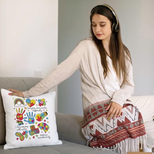 QIYUHOY Autism Awareness Mental Health Throw Pillow Covers, 18x18 Inch - color: 008-motivational