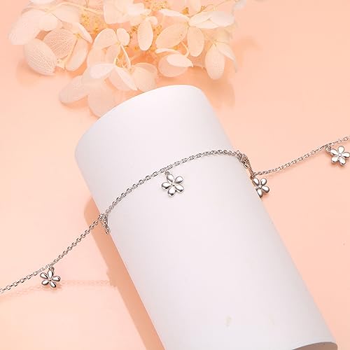 DAOCHONG Women S925 Sterling Silver Disc Statement Choker Necklace - style: Flower