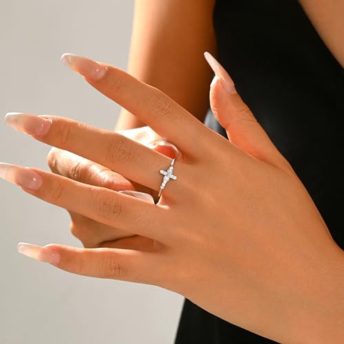 925 Sterling Silver Infinity CZ Cross Ring for Women