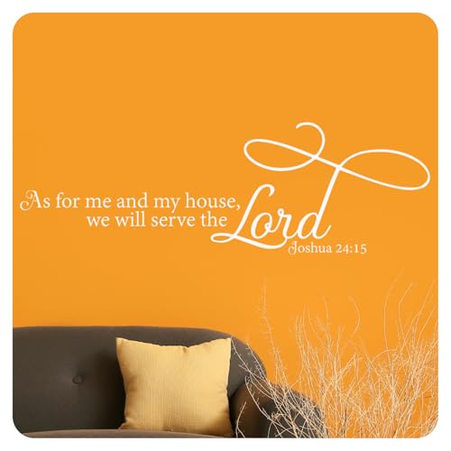 My Vinyl Story - As For Me and My House We Will Serve the Lord Wall Decal - Bible Verse Inspirational Sticker Quote, Christian Vinyl Art Decor Living Room, Affirmation, Removable (White, 48x16 inches) - color: White, size: 48x16 inches