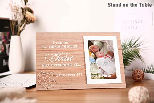 Inspirational Christian Quote Picture Frame Gift-I Can Do All Things Through Christ Who Strengthens Me-Religious Bible Verse Photo Frame Gift-Motivational Religious Bible Verse Scripture Quote Present - size: 370-I can do all things through-chr