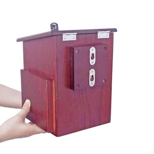Wood Church Collection Fundraising Box Donation Charity Red Cross Sticker Flexible Application Christian Church Tithes & Offering Prayer 7.5"W x 7.5"H x 9-7/8" D Wallmount 1040S+16053
