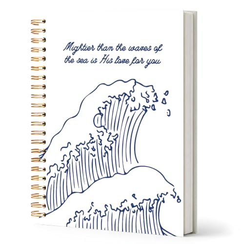 Inspirational Christian Journal Notebook for Work Study, Prayer Journal for Women, Bible Verse Mighties Than The Waves of The Sea Spiral Notebook Office Supplies Gifts, 5.5x8.3 Inch - color: waves powerful
