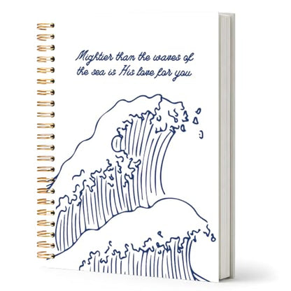 Inspirational Christian Journal Notebook for Work Study, Prayer Journal for Women, Bible Verse Mighties Than The Waves of The Sea Spiral Notebook Office Supplies Gifts, 5.5x8.3 Inch - color: waves powerful