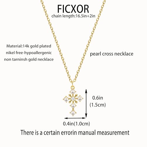 Cross Necklace for Women,Dainty 14k Gold Plated Pendant Necklaces - color: Gold-7
