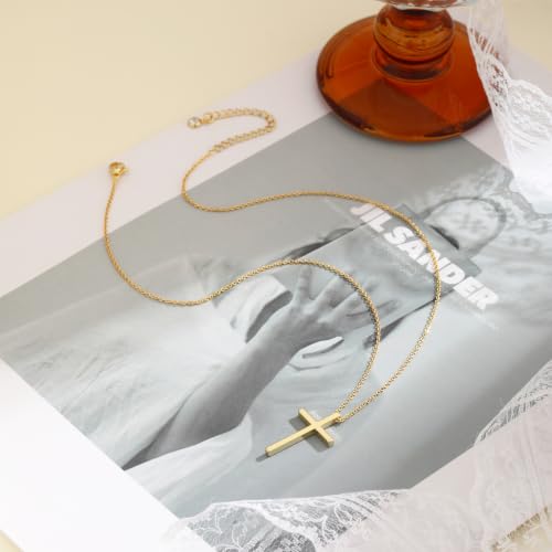 Gold Cross Necklace for Women Dainty 14K Gold Plated Cross Necklace - color: Gold-Big Cross