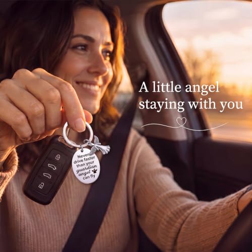 Hotop Sweet Guardian Angel Keychain New Driver Key Ring Gift - color: Silver
