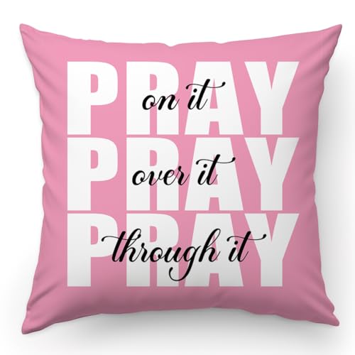 KongMoTree Bible Verse Pillow, Christian Holy Bible Prayer Pillow Covers - Inspirational Gifts for Women & Girls - Sofa Living Room Home Decor (Pink) - color: Pray-pink