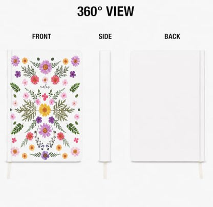 WORLD TRAVELER Large Lined Journal Notebook 256 Ruled White & Ivory Pages - color: Debossed Floral
