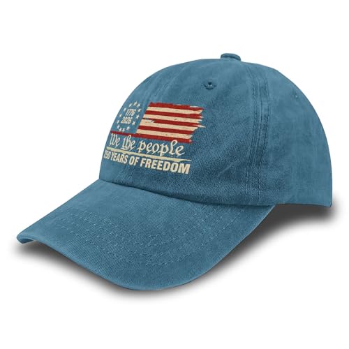 U.S. 250th Anniversary 250 Years Freedoms 1776-2026 Baseball Hats Funny - color: Cyan