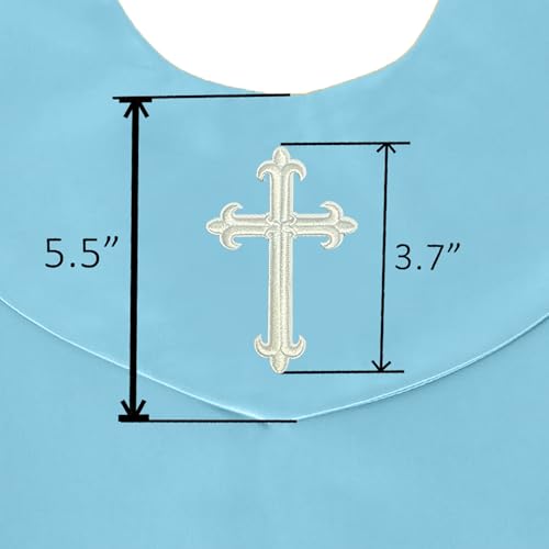 GradPlaza Unisex V Shape Church Choir Stole with Gold or White Embroidery Cross for Adults Church - color: Sky Blue, style: White Cross