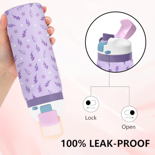 Purple 32oz Insulated Water Bottle, Women Gift, Handle and 2-in-1 Lid, 1PCS - color: Lightning-Purple