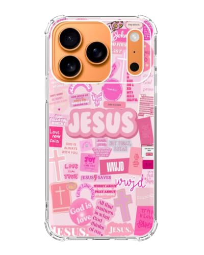 Pink Christian Aesthetic Phone Case Compatible with iPhone 17 Pro, Jesus Affirmation Verses Phone Cover for iPhone 17 Pro - color: Pink Aesthetic