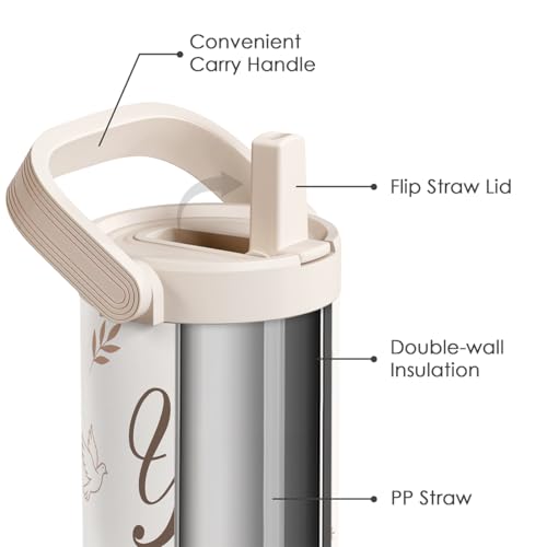 SANDJEST Christian Stainless Steel Straw Lid Tumbler 30oz with Carry Handle for Women Girls, You Are Insulated Travel Coffee Cup, Gift for Sports Outdoor Workout Christmas Birthday - color: Christian 2