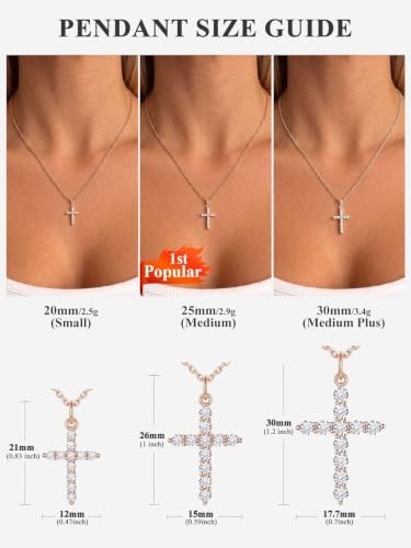 U7 Cross Necklace for Women,CZ Cross Pendant Necklace 18"+2" - color: Rose Gold