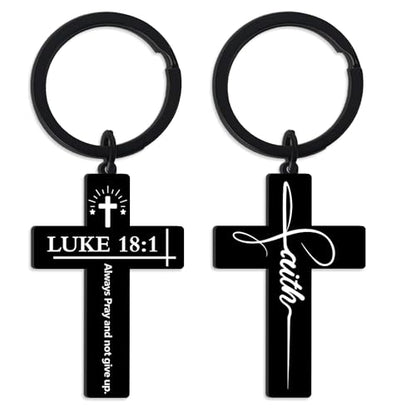 CRASHOT Inspirational Bible Verse Cross Keychain, Religious Christian Birthday Baptism Graduation Gift for Father Men Boy - color: Bible919