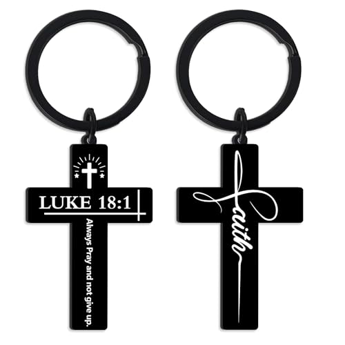 CRASHOT Inspirational Bible Verse Cross Keychain, Religious Christian Birthday Baptism Graduation Gift for Father Men Boy - color: Bible919
