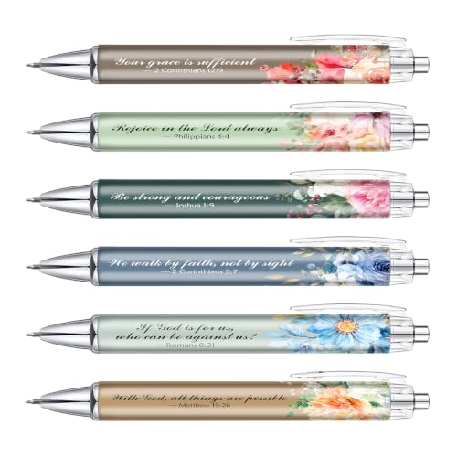 Inspirational Christian Gifts for Women, 6 Pack Floral Bible Verse Pens - color: blue05