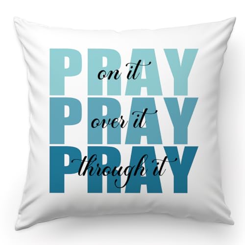 KongMoTree Bible Verse Pillow Covers, Christian Prayer Pillow Covers, Inspirational Gifts for Women Girls Pillow Cover for Sofa Living Room Home Decor - color: Pray-blue