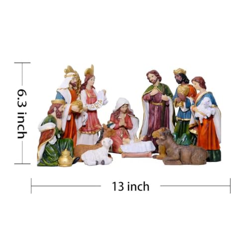 Nativity Set Christmas 12 Pcs Nativity Scene Catholic Manger Set Figurine - color: Multicolor, size: 6 inches