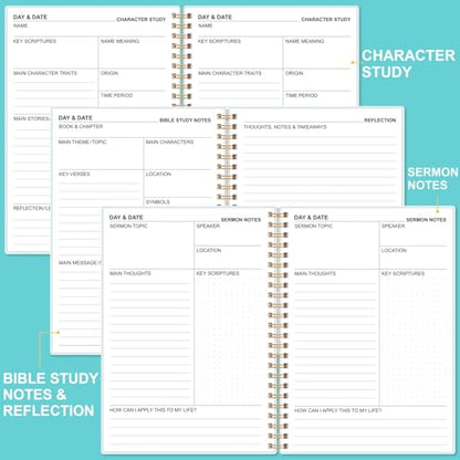 Heveboik Bible Study Journal – Church Notes Notebooks – Note Taking & Journaling Kit, 5.8" x 8.5", Teal Floral - color: Teal-Floral