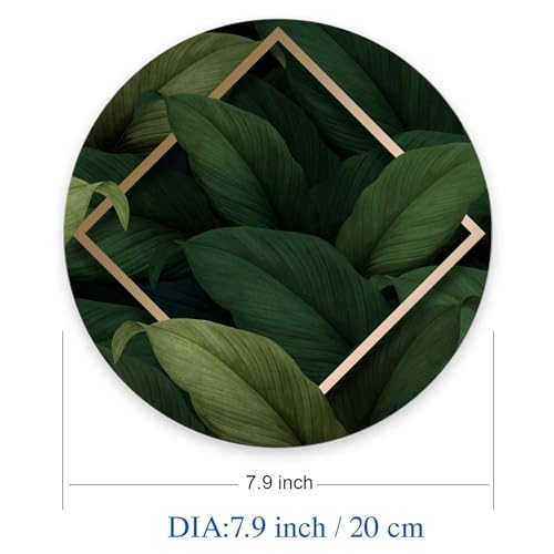 Mouse Pad, Tropical Leaves Mouse Pads with Design, Round Washable Cloth Personalized Mouse Mat, Gaming Office Home Non-Slip Rubber Base Computer Mousepad 7.9×7.9×0.12 inches - color: Tropical Leaves