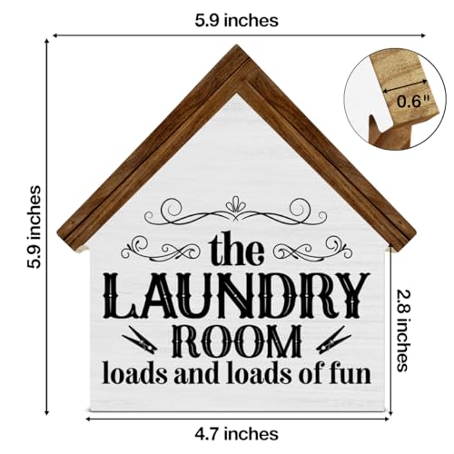 Laundry Room Decor, Loads and Loads of Fun House Shaped Wooden Sign - color: laundry