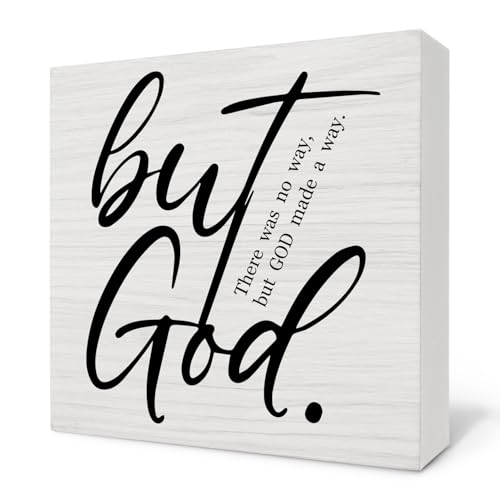 but God Wooden Sign - Christian Inspirational Wooden Box Desk Sign, Religious Christian Decor for Home, God Gifts for Women Faith, 5x5 Inch - color: but God