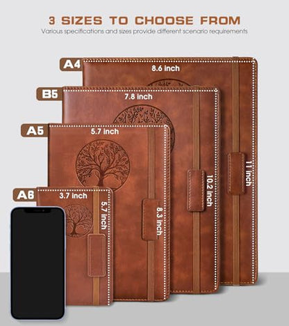 Biuwory Leather Journal Notebook,256 Thick Lined Pages,Hardcover 5.7"×8.3" - color: Brown, size: Lined-256 Pages (5.7"×8.3")