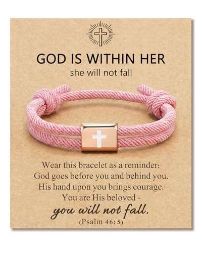 HGDEER She Is a Child of God, Cross Bracelet Baptism Gifts for Girls - style: God is Within Her
