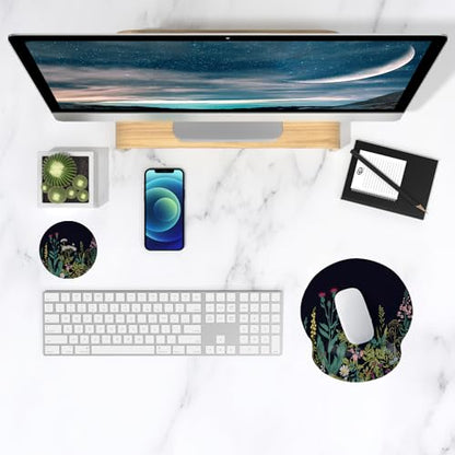 ITNRSIIET Ergonomic Mouse Pad with Wrist Support Wrist Rest Smooth Surface Non-Slip Rubber Base Comfortable Office Supplies Pain Relief, 9.8 x 9.1 inches, Wild Flower - color: Wild flower