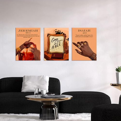 DAXINGJ Black Girl Canvas Wall Art Set of 3, Christian Framed Prints - color: Black Bible canvas, size: 16"L x 12"W