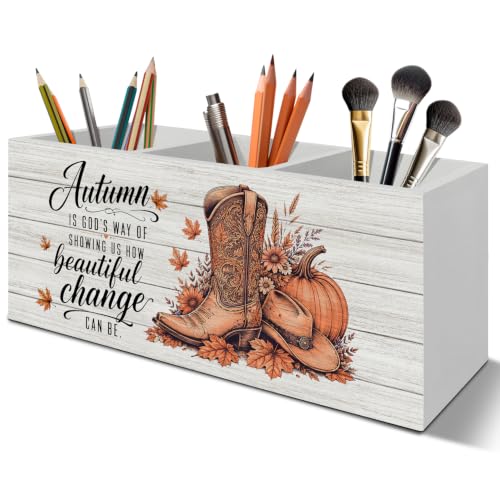 Christian Fall Western Pen Pencil Holder Organizer for Desk - color: Fall 01