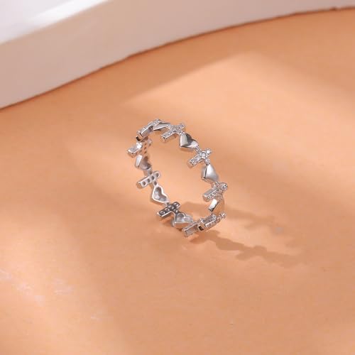 SUYACS 14K Gold Plated Cross Pray Rings for Women Daughter - color: Style 4-Silver, size: 6