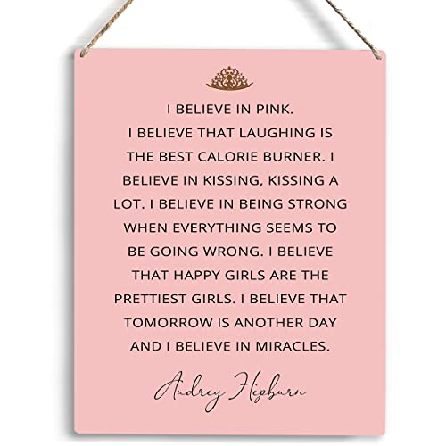 YCYD Inspirational I Believe In Pink Wall Art Wooden Hanging Sign Positive Self Care Sign Home Bedroom Decor Women's Gift 10x8 Inches - color: I Believe In Pink
