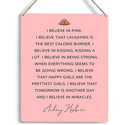 YCYD Inspirational I Believe In Pink Wall Art Wooden Hanging Sign Positive Self Care Sign Home Bedroom Decor Women's Gift 10x8 Inches - color: I Believe In Pink