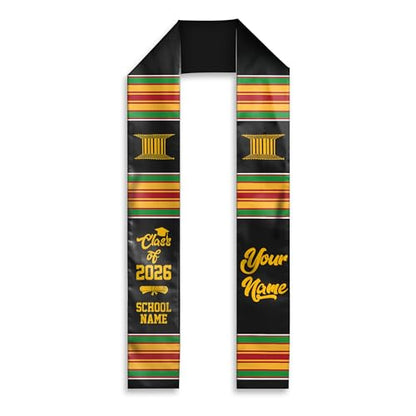 MDPrints Global Kente Graduation Sash 2026, Black Girl Magic Graduation Sash 2026, Class of 2026 Graduation Gift - color: Kente Dk01