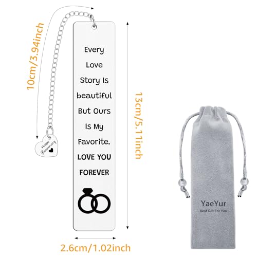 Anniversary Bookmark Gifts for Her Him Stainless Steel Bookmarks Gifts for Couples Wife Husband Fiance Girlfriend Boyfriend Wedding Anniversary Engagement Book Marks for Reading Women Men - color: Anniversary Bookmark