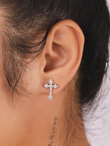 Sacina Dainty Cross Stud Earrings, Cross Earrings for Women, Gothic Earrings, Grunge Earrings, Y2k Earrings, Christmas Jewelry Gift for Women