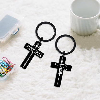 CRASHOT Inspirational Bible Verse Cross Keychain, Religious Christian Birthday Baptism Graduation Gift for Father Men Boy - color: Bible919