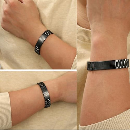 P. BLAKE American Flag Bible Verse Bracelet for Men, Stainless Steel Engraved Scripture Bracelet Christian Religious Christmas Birthday Jewelry Gifts - color: Black, size: PHILIPPIANS 4:13
