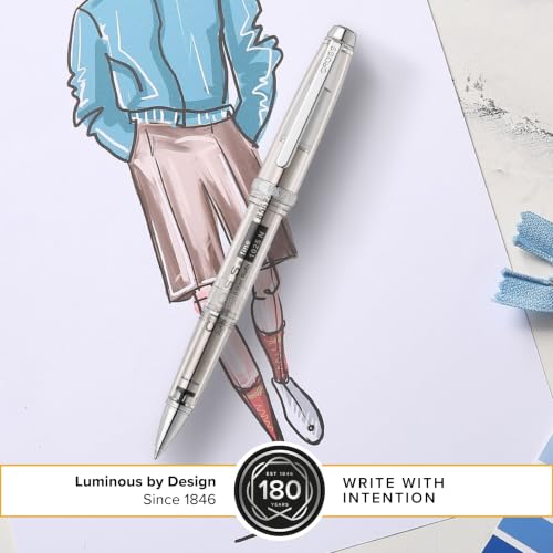 Cross Lume Translucent Translucent Clear Resin Ballpoint Pen - Chrome-Plated Appointments - Black Fine-Tip Ballpoint - 0.27mm Line Width - Lifetime Mechanical Warranty - color: Clear