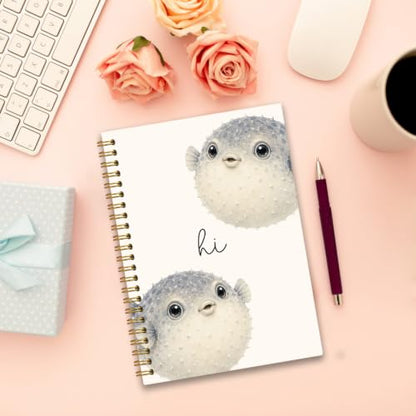 Cute Animal Puffer Fish Spiral Journal Notebook Gift for Women Girls - color: Pufferfish