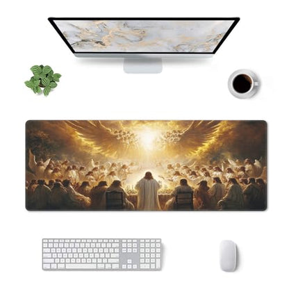 Jesus and The Faithful Mouse Pads for Desk,Classic Oil Painting Styles,Large Extended Full Desk Mouse pad,for Office,Computer,Keyboard,Laptop and Study,11.8x31.5x0.12 inch Large Design
