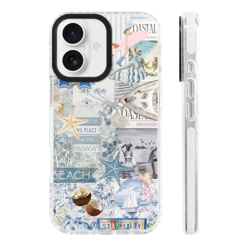 for iPhone 17 Case Tropical Blue Beach Coastal Summer Collage - color: BeachCoconut, size: iPhone 17