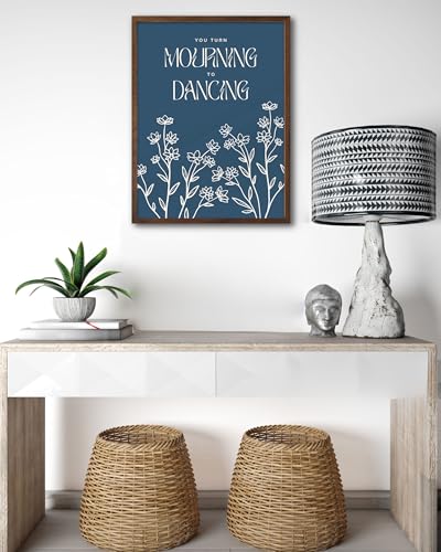 EcoHest 12x16 in Psalm 30:11 Mourning to Dancing Floral Christian Wall Art - color: Walnut Framed Dancing, size: 16"L x 12"W