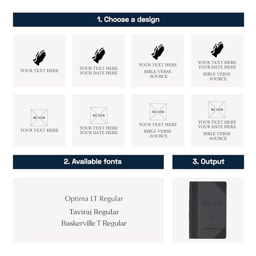 Personalized KJV Giant Print Bible King James Version Two-Tone Faux Leather Holy Bible with Custom Name Includes Up to 3 Rows of Text, Custom Gift for Christian & Religious Celebrations - color: Gray/Black | Index Tabs