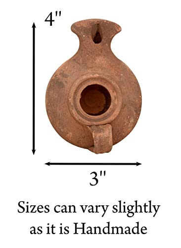 Herodian - Biblical Classic with Handle - Replica Ancient Clay Oil LAMP & Certificate of Authenticity Hanukkah-Judaica/Christian Gift - Handmade in The Holy Land - color: Herodian - Biblical Brown With Handle